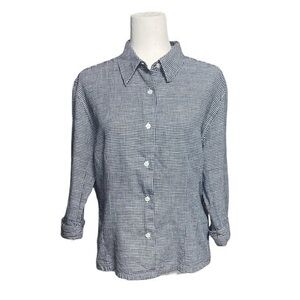 Talbots Vintage Gingham Black and Whote Button down shirt | Sz L
